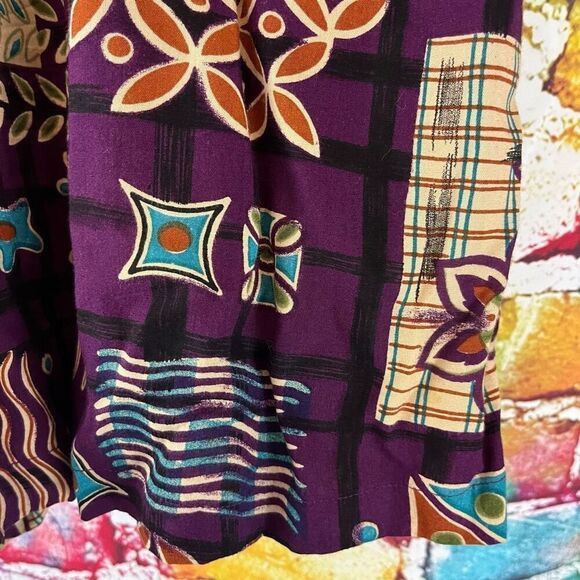 Vintage Zoey & Beth Floral Print Baggy Rayon Elastic Waist Shorts Size Large - Picture 3 of 5